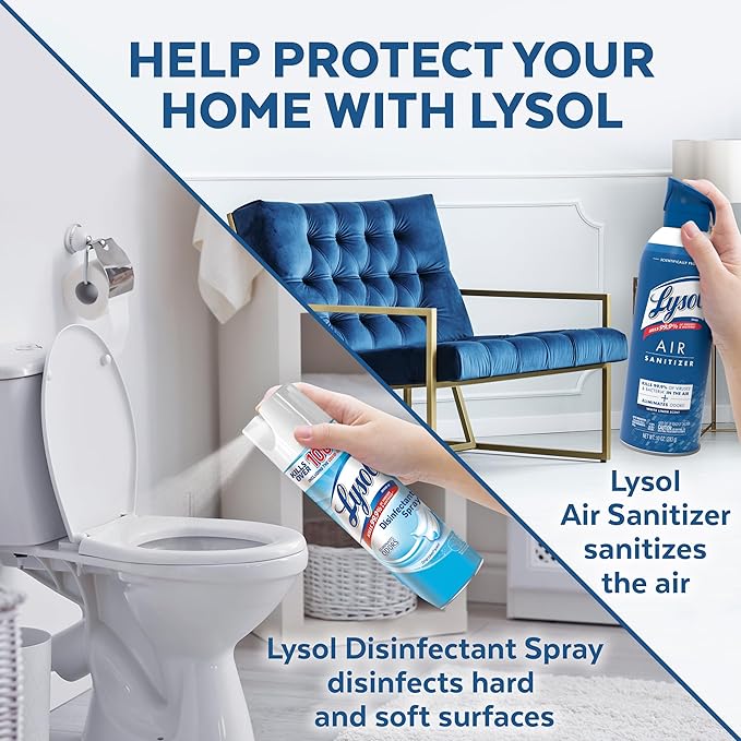 Lysol Bundle containing x2 Lysol Disinfectant Spray for Hard and Soft Surfaces Crisp Linen 19 Fl. Oz + Lysol Air Sanitizer Spray For Air Sanitization and Odor Elimination White Linen 10 Fl. Oz