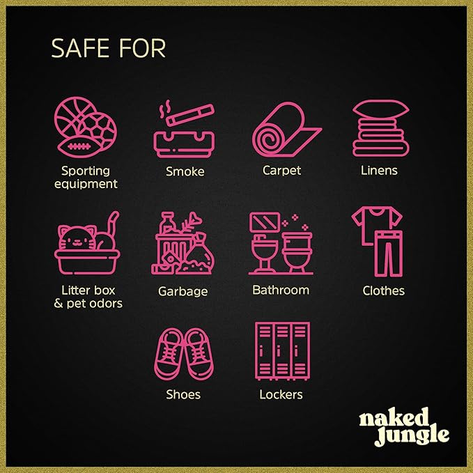Naked Jungle Premium Plant-Based Odor Eliminator for Strong Odors Air Freshener Spray Non Toxic Air Fresheners For Home Room Deodorizer No Added Fragrances (16oz 24oz &amp 32oz)