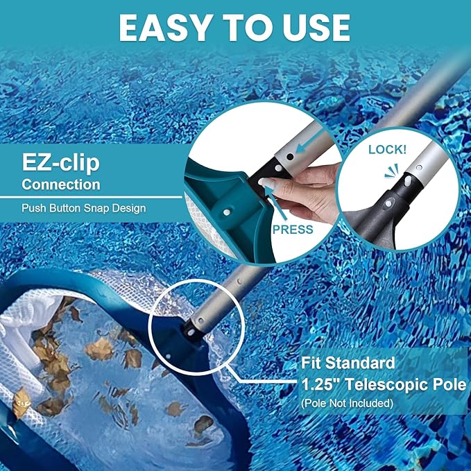 POOLWHALE Pool Skimmer Net - Upgrade Swimming Leaf Rake with Extra Wide Scoop Edge Fine Mesh Nets for Pool Cleaning Leaves Debris (Not Pole)