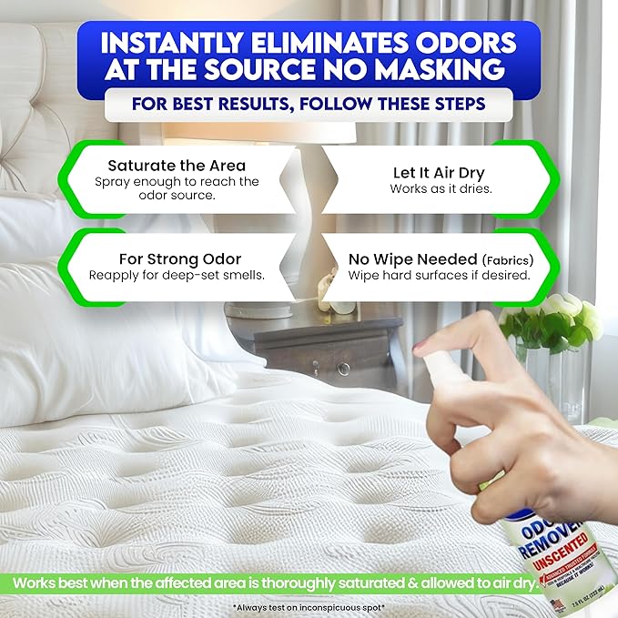 ZORBX Unscented Odor Eliminator for Strong Odor 7.5 Fl Oz Pack of 4 - Used in Hospitals &amp Healthcare Facilities - Advanced Formula Fast-Acting Odor Remover Spray for Dog Cat House &amp Carpet
