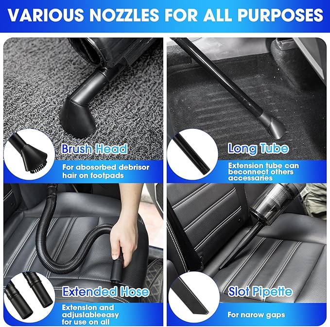 Viewsun Car Cleaning Kit 17PCS Car Interior Detailing Kit with Gray High Power Handheld Vacuum Detailing Brush Set Windshield Cleaner Cleaning Gel Complete Auto Accessories for Men Women