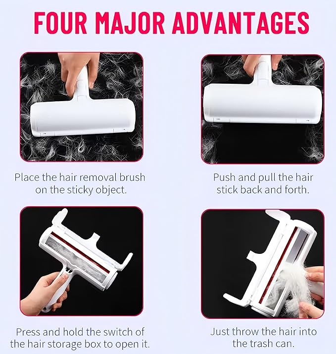 Reusable Pet Hair Remover Roller – Heavy Duty Manual Lint Roller for Dog &amp Cat Hair – Furniture Couch Carpet Rugs &amp Car Seats – Durable ABS Portable &amp Eco-Friendly
