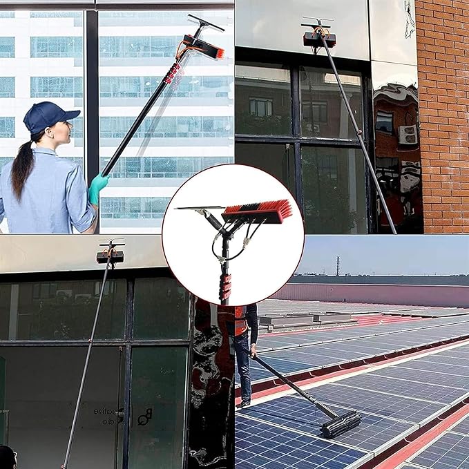 Water Fed Pole Kit Window Cleaning Brush with Squeegee Outdoor Window Glass Solar Panel Cleaning Telespole Water Fed Brush Spray Washer (Color : 18ft/5.4m)
