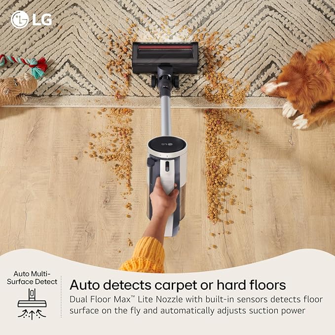 LG Cordzero Q3 Cordless Stick Vacuum Cleaner with Auto Multi-Surface Detect Dual Floor Max Lite Nozzle Beige Color