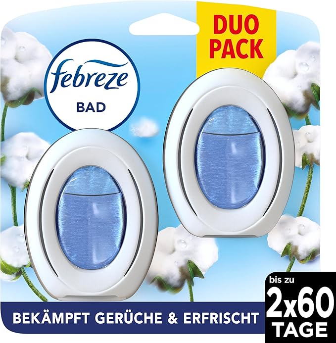 Febreze Pure and Fresh Bathroom Air Freshener Continuous Odor Control and Odor Prevention (2 Pack)