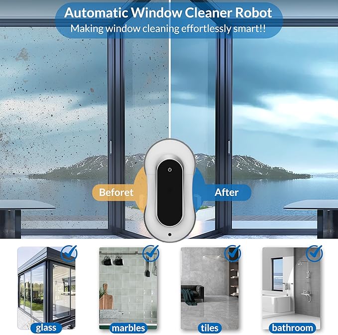 Automatic Window Cleaner Robot With Dual Water SpraySmart Window Cleaning Washer Machine With 3000pa Suction&ampAI Path PlanningPerfect Windows Cleaning Robot For HighRise Windows Tiles And Glass