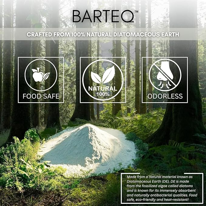 BARTEQ Large Stone Dish Drying Mat 23.6” X 15.4 Foldable Diatomaceous Drying Mat for Kitchen Counter Non-Slip Quick Drying Stone - Moroccan Trellis Grey