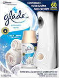 Pack of 4 - Glade Automatic Spray Air Freshener Starter Kit Clean Linen 6.2 Fluid oz Blue