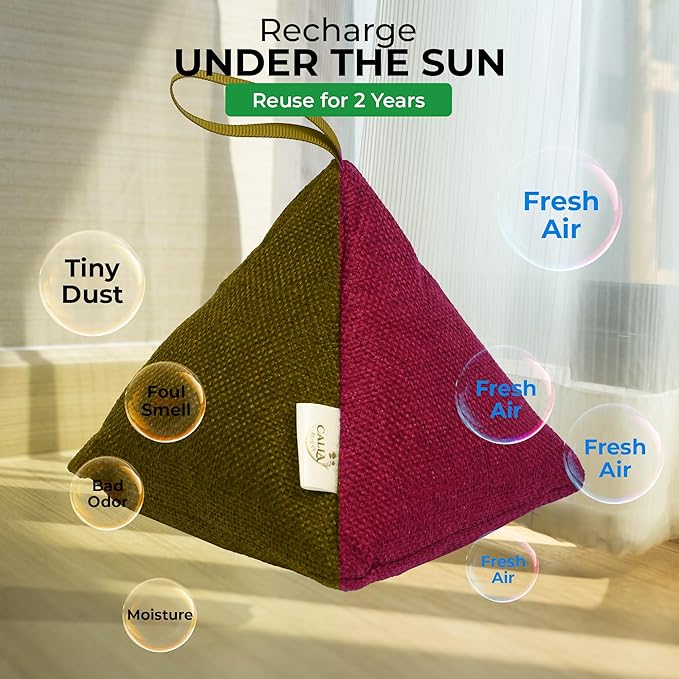 4 Pack Bamboo Charcoal Air Purifier Bags 200 Grams Each - Activated Charcoal Odor Absorber for Car Pets &amp Closet - Natural Freshener for Home Eco-Friendly &amp Reusable Charcoal Bags (Fall Colo