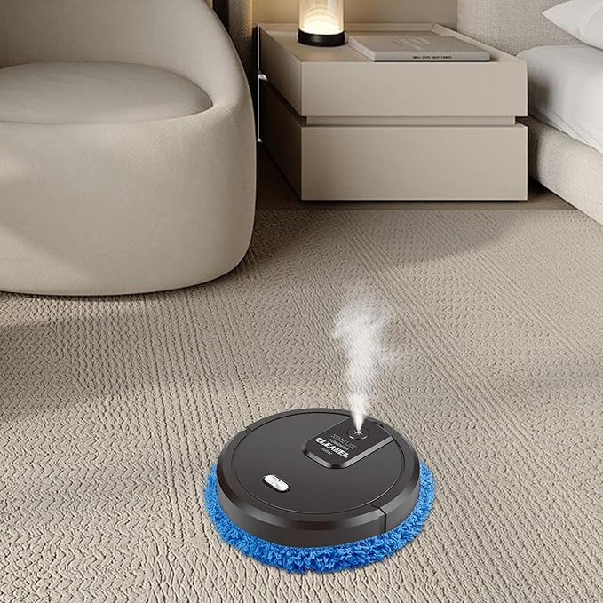 Mopping Cleaner Machine 10000RPM High-Speed Mopping Machine with Wet/Dry Wipes Spray Humidifier Coverage for Hard Floors Pet Hair Black