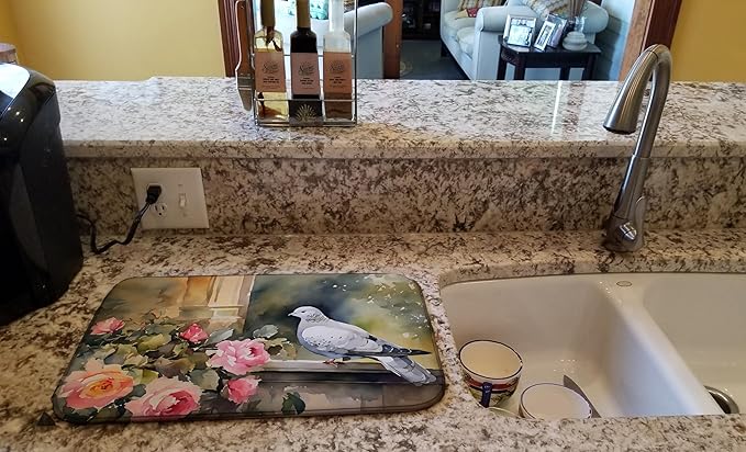 Caroline's Treasures DAC3262DDM Pigeon Dish Drying Mat Absorbent Dish Drying Mat Pad for Kitchen Counter Dish Drainer Mat for Countertop 14 x 21 Multicolor