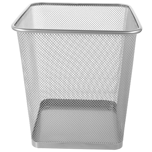 Garneck Household Sturdy Iron Framed Trash Can Ventilated Mesh Design Garbage Container for Bedroom Office and Indoor Use Stylish and Practical Wastebasket