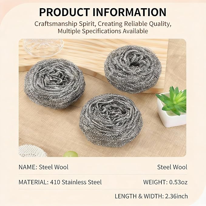 150 Pack Stainless Steel Scrubbers for Kitchen Cleaning Metal Scouring Pads for Pots Pans Oven Grill &amp Bathroom Surfaces Wire Wool Sponge Individually Wrapped Set