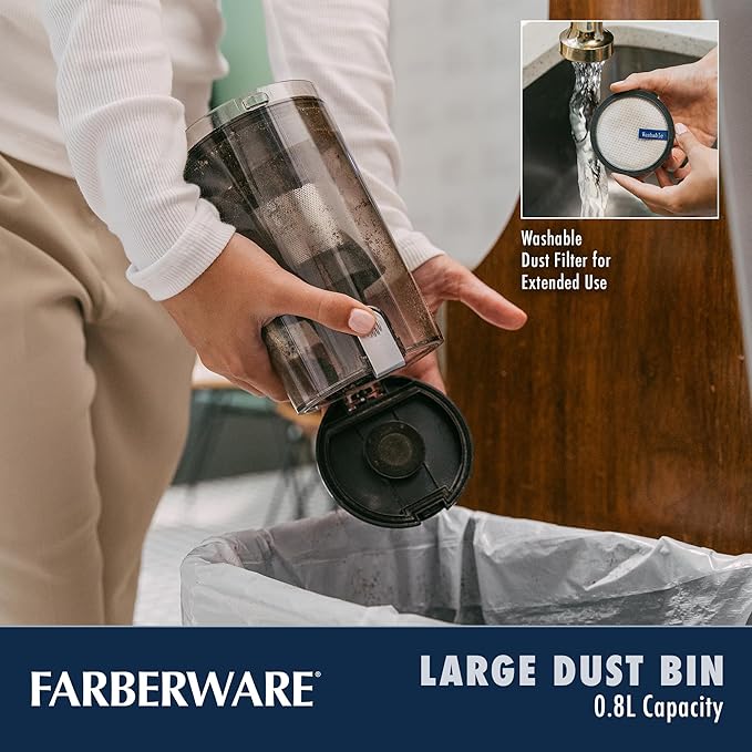 Farberware Classic Stick Vacuum Cleaner Powerful Suction and Lighted Motor Brush for Carpet and Hard Floors Converts to Handheld Vacuum for Pet Hair
