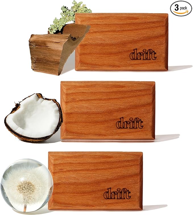 Drift Car Air Freshener - The Original Wood Air Freshener - Car Odor Eliminator - Metal Clip - Essential Oils - 3-Piece Variety Pack Refills - Teak Open Air Cabana - NO CLIP INCLUDED
