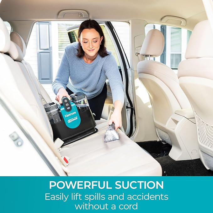 Kenmore KW1090 SpotLite Go 24V Cordless Brushless Portable Carpet Spot Cleaner 16Kpa Power Suction 55Mins Runtime with Hose Cleaning Tool for Pets Area Rugs &amp Couches