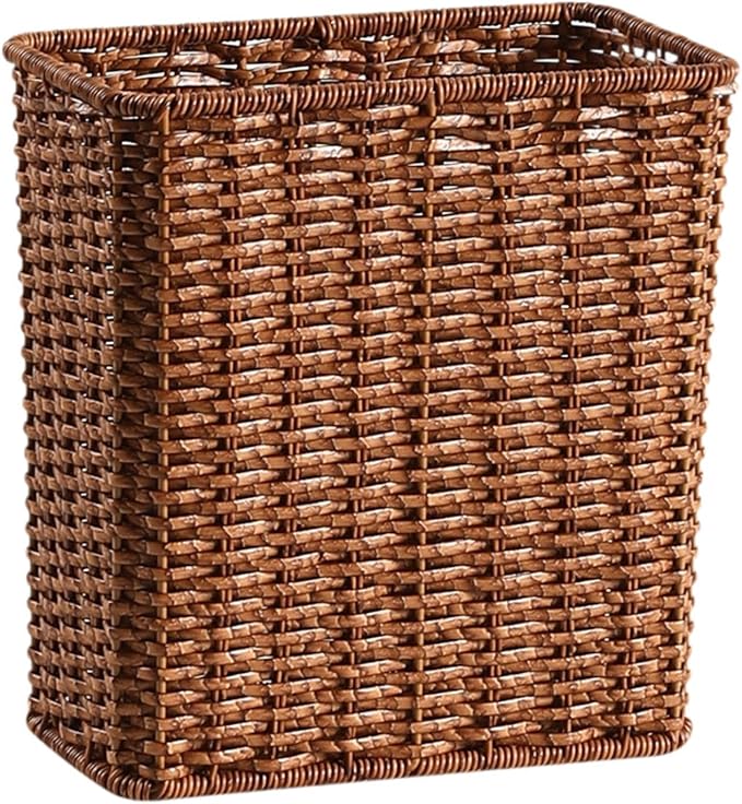 Yajuyi Trash Can Storage Basket Wastebasket Garbage Bin for Office Home Living Room Toilet Dark Brown