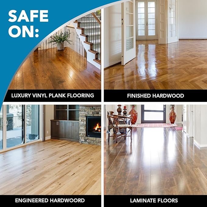 Weiman Hardwood Floor Cleaner and Polish - Cleans Vinyl Tile Solid Laminate Natural Shine No Residue Removes Scratches Leaves Protective Layer 1 Gallon Mop Soap &amp 32 Oz Restorer