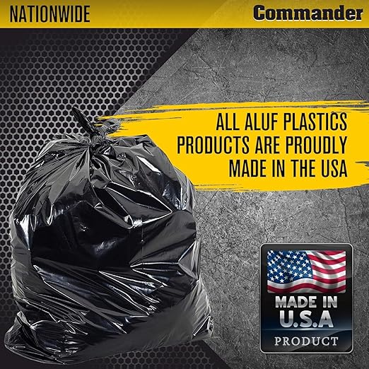 Commander 55 Gallon 3 MIL Heavy Duty Contractor Bags with Flap Ties - 36 x 52 - Pack of 40 - For Contractor Industrial &amp Outdoor
