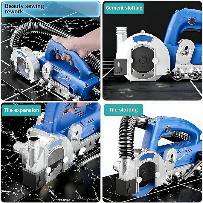 Electric Grout Cleaner 1200W - Heavy Duty Tile Grout Removal Machine With Vacuum 9000r/min High Speed Saw Blades Included For Cleaning Tile Joints Effectively(220V1.2mm)