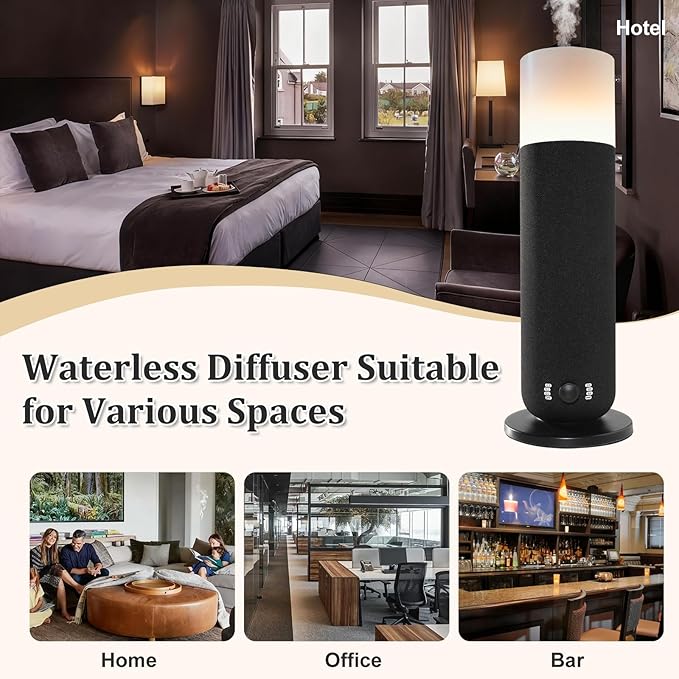 Smart Waterless Essential Oil DiffuserScent Diffuser for HomeHotel Collection Diffuser APP ControlAmbient LightingCovers Up to 2000 Sq.Ft Aromatherapy Diffuser for Bedroom Spa Yoga Office Black