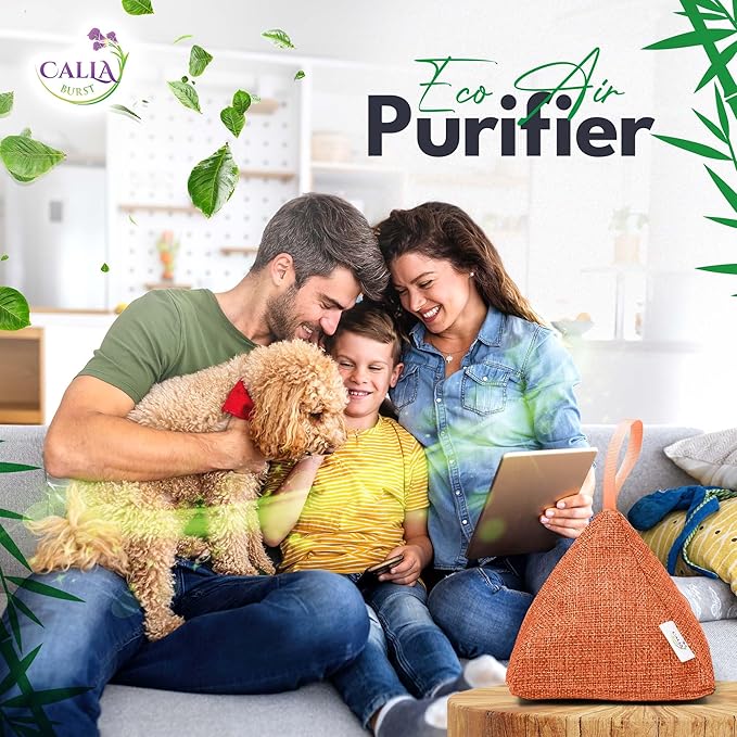 4 Pack Bamboo Charcoal Air Purifier Bags 200 Grams Each - Activated Charcoal Odor Absorber for Car Pets &amp Closet - Natural Freshener for Home Eco-Friendly &amp Reusable Charcoal Bags (Fresh Col