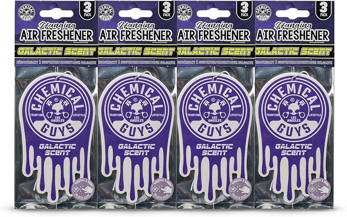 Chemical Guys Hanging Air Freshener Galactic Scent 12 Pack Great for Cars Trucks SUVs RVs Home Garage Workspace Dorm Room &amp More (4 x 3 Packs) - AIR42304