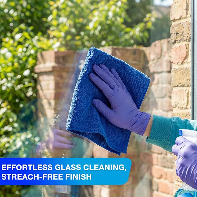 Nuenen 60 Pcs Microfiber Cleaning Cloths for Cars 16 x 16 Inch Ultra Absorbent Car Towels Drying Reusable Cleaning Supplies House Kitchen Window Microfiber Towel (PurpleBlue)