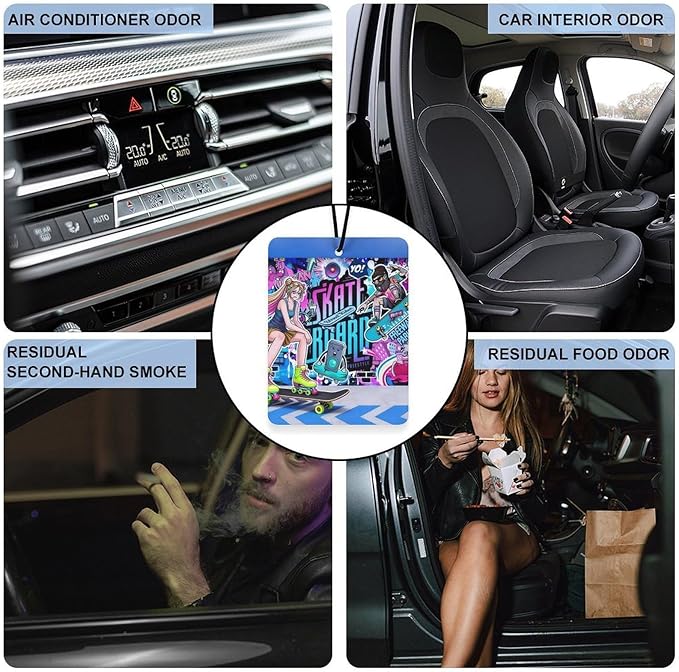 5PCS Car Air Freshener Hanging Personalized Double Sided Skate Girl Car Fresheners Long Lasting New Cars Scents Cute Automotive Freshies for Closets Drawers (tea)