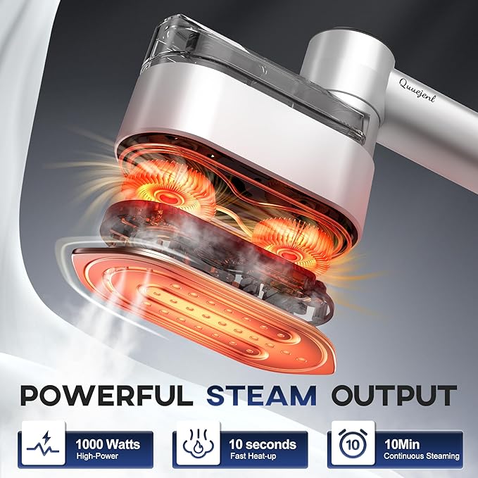 Travel Steamer for Clothes Small Iron - 1000W Portable Steamer &amp Mini Iron10s Fast Heat Handheld Mini Steamer with 8FT Cord Foldable Handle Travel College Dorm &amp Home Essentials (White)