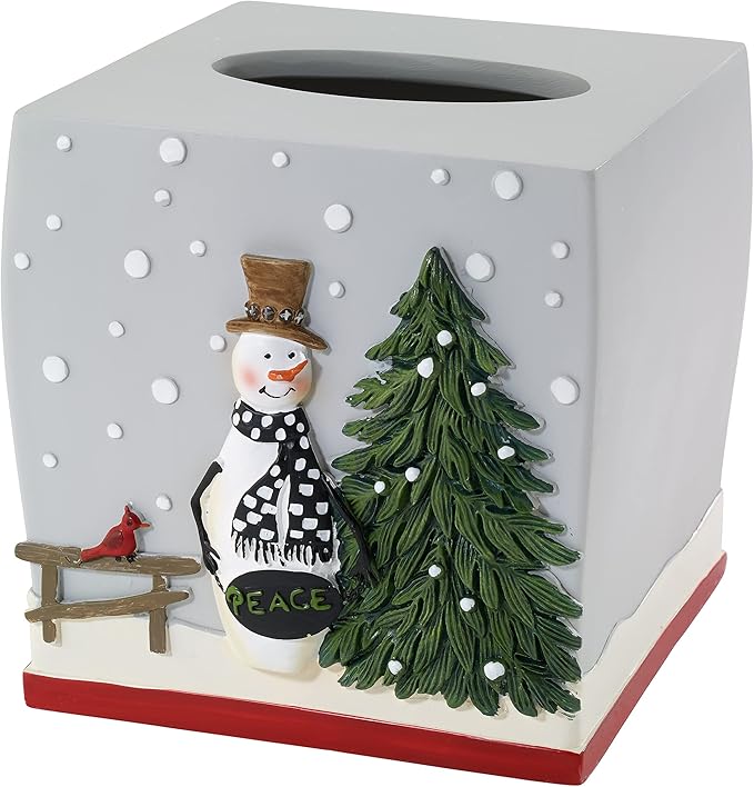 Avanti Linens - Tissue Box Cover Guest Bathroom Essentials Holiday Home Decor (Country Friends Collection)
