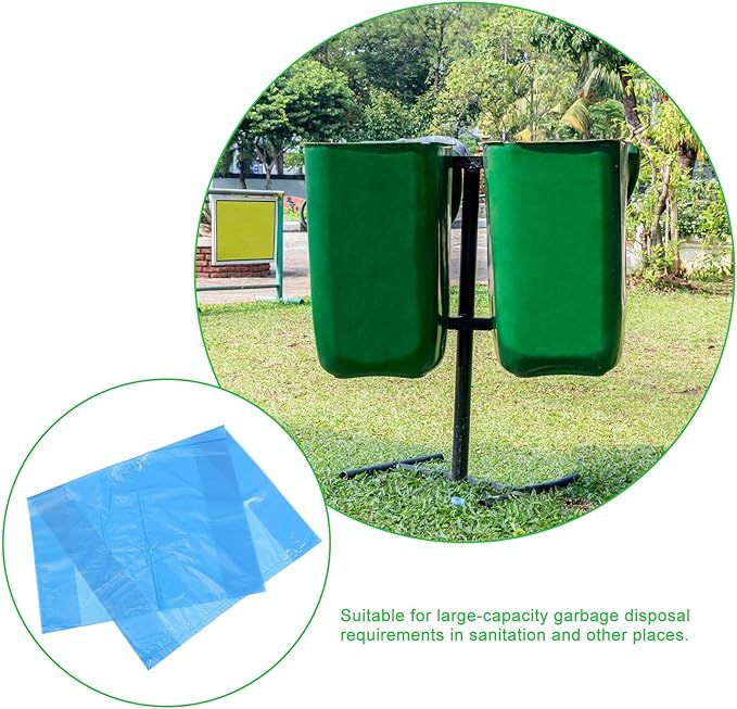 Tear-resistant Trash Bags 50pcs Large 80x100cm Blue Plastic Garbage Bags Thickened Flat Mouth Wastebasket Liners for Hotel Office School Sanitation Use