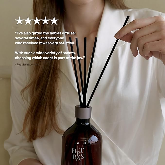hetras Premium Reed Diffuser Set 16.9 fl.oz. 2 Pack | Pure Laundry - Cotton &amp Musk Scent | Long-Lasting Luxury Fragrance with 10 Reed Sticks for Home &amp Office | Gifts for Loved One
