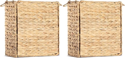 AppliaFit Wicker Trash Can - Fits Grocery Shopping Bags - Waste Basket for Reusing Grocery Shopping Bags (2-Pack)