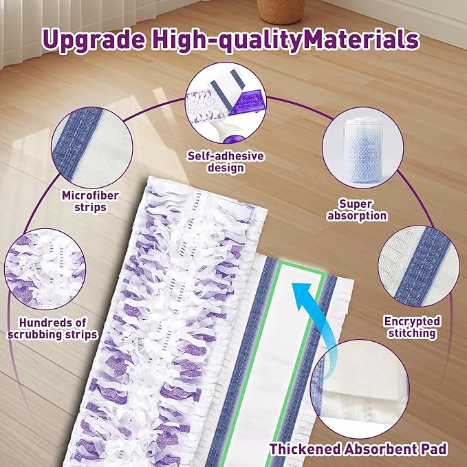 Funtin Power Mop Pads for Swiffer PowerMop Unscented Disposable Mop Refills Thickened Multi-Surface Replacement Mopping Pad Dry &amp Wet Use for Floor Cleaning (40 Packs)