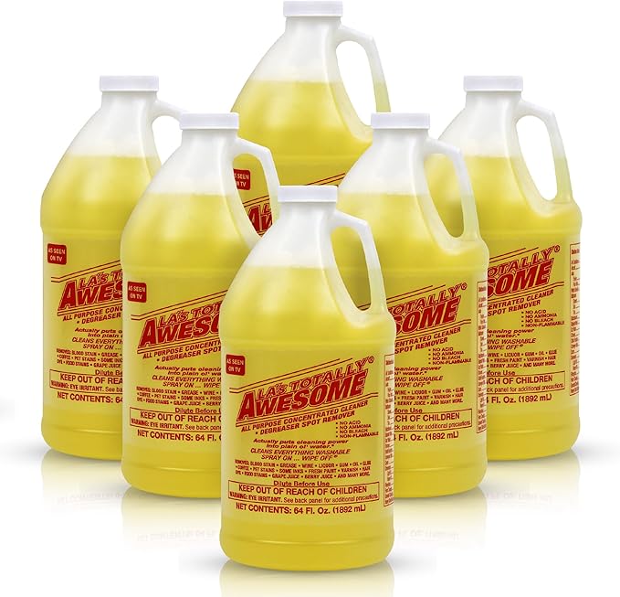 La's Totally Awesome All Purpose Cleaner 6-Pack (64 oz Each) – Concentrated Formula Degreaser and Multipurpose Cleaner – Heavy Duty Bulk Cleaning Supplies for Home Auto Kitchen &amp Business