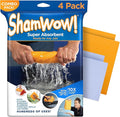 ShamWow Original Super Absorbent Multi-Purpose Cleaning Shammy Chamois Towel Cloth - Holds 10X its Weight in Liquid - Machine Washable - Will Not Scratch (4 Pack: 2 Large Orange &amp 2 Small Blue).