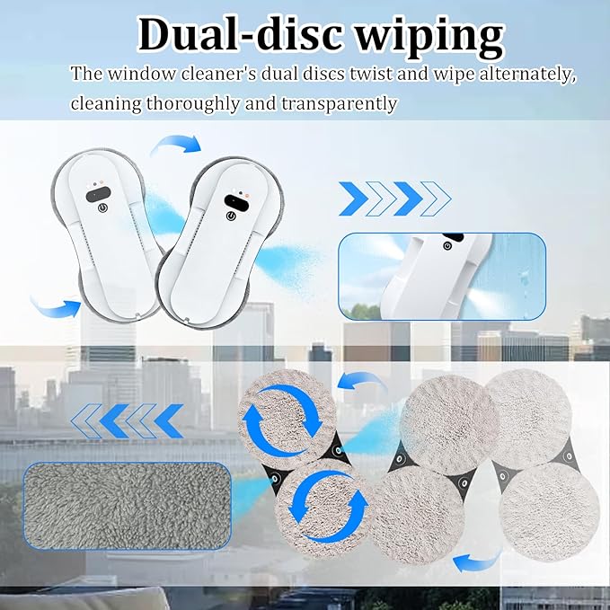 Window Cleaning Robot Tuya APP Control 5600Pa Strong Suction Automatic Glass Cleaner with 3 Cleaning Modes 6.2cm Ultra-Thin Window Cleaner Robot for High-Rise Homes/Offices