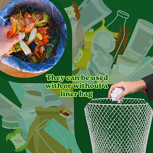 BCL Wire Mesh Round Waste Basket 9in (White Pack of 5) Lightweight Trash Can Open Top Wastebasket Recycling Bins Desk Office School Garbage Cans Home Essential