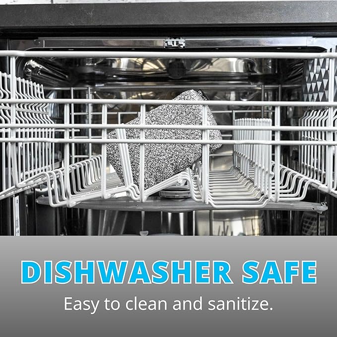 Grill Rescue Heavy Duty Kitchen Sponge - Lasts 20x Longer Scratch-Free Safe for Non-Stick Cookware - Cut Resistant Versatile Household Bathroom &amp Outdoor Cleaning Supplies (3 Grey)