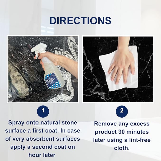 Natural Stone Marble and Granite Sealer | Water-Based Stone Sealer Spray pH-Neutral Surface Protector for Countertops Vanities &amp More – 17 fl oz