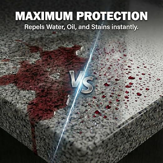 Granite Sealer &amp Protector Spray - 35 Oz Marble Sealer for Quartz Quartzite Stone Granite Countertops - Prevents Water Spots &amp Oil Stains - Non-Toxic Stone Care for Kitchen Bath &amp Show