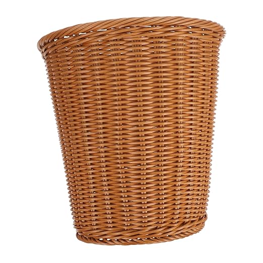 PRETYZOOM Rattan Woven Trash Can No Lid Wastebasket for Home Kitchen Office Handcrafted Rubbish Container Sturdy Stylish Design Waste Basket