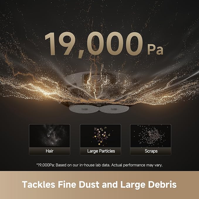 DREAME L40s Ultra Robot Vacuum and Mop Auto-Empty Mop Self-Cleaning 19000Pa Suction 100% Detangling DuoBrush Extending Mops and Side Brush 40mm Obstacle Clearing App &amp Voice Control (Black