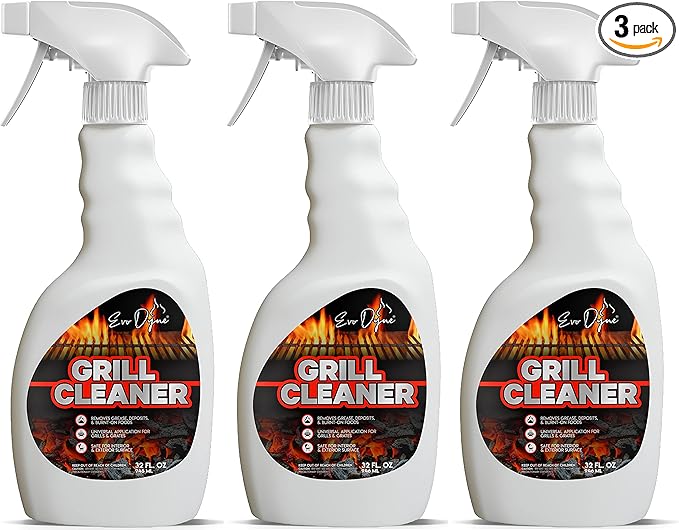 Evo Dyne Grill Cleaner Spray (32 oz) Made in USA - Quickly Cleans BBQ Burnt-on Foods and Grease from Grill Grates - Heavy Duty Fast-Acting Formula Less Scrubbing - Food Safe Grill &amp Oven Degrea