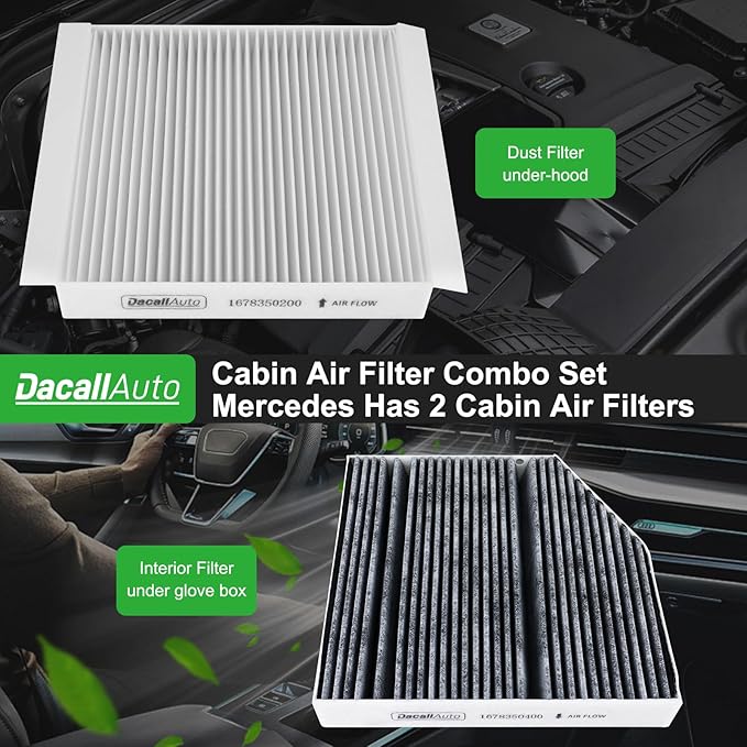 Engine &amp Cabin Air Filter Set for Mercedes 2.0L: GLE350 3.0L: GLE450/ GLE53 AMG/ GLS450 4.0L: GLE580/ GLE63 AMG S/ GLS580/ GLS63 AMG/Maybach GLS600. (2020-2025) Replace 1678350400 CU19014