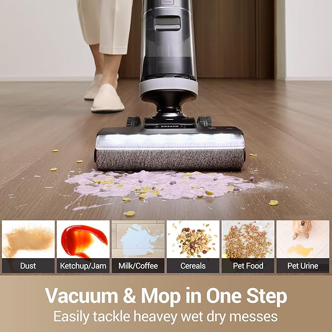 DREAME H14 Pro Wet Dry Vacuum Cleaner 180° Lie-Flat Vacuum Mop 140°F Washing and Fast Hot Air Drying Powerful 18kPa Suction Floor Cleaner Machine Easy GlideWheel Movement Smart App Control