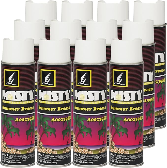 Misty Air Freshening Deodorizing Spray - Summer Breeze - 10 oz (Case of 12) 1001868 - Premium Odor Neutralizer for Smoke Organic Decay and Other Unwanted Odors