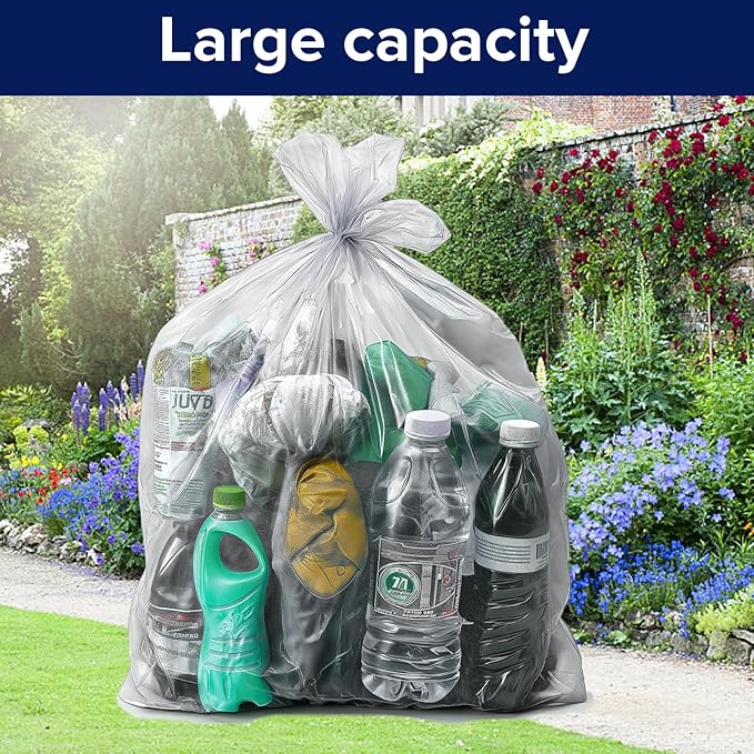 Generic Large 35-40 Gallon Heavy Duty Trash Can Bags|2 Mil |Clear Thickened/Plastic Bag-Kitchen&ampYardBuildingOutdoorHotel Property-Made in the USA (20)