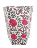 Floral Hand Block Printed 3.3 Gallon Decorative Waste Basket – Eco-Friendly Cardboard Trash Can Plastic-Free &amp Sustainable Perfect for Christmas and Housewarming Gifts (1 Pink GEDHA FLOWAR)